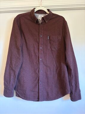 Ben Sherman Original Burgundy Heather Long Sleeve Button Down Shirt - Size L